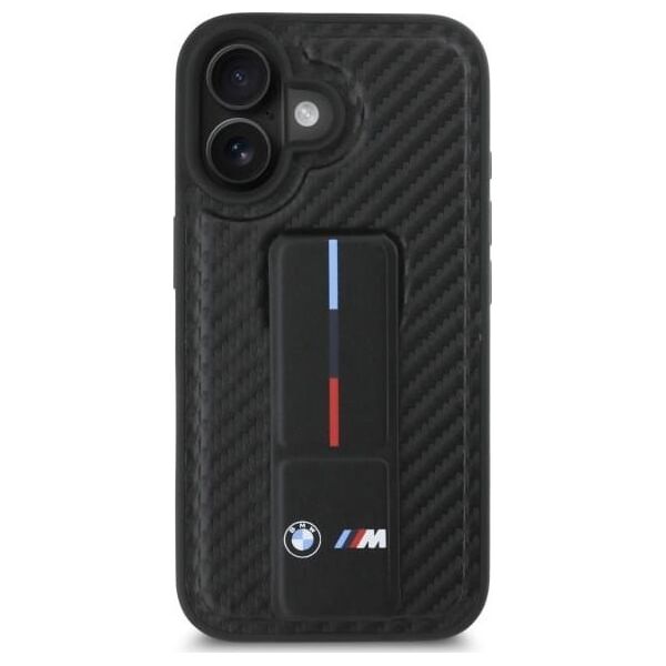 BMW BMW BMHCP16SGSPCCK iPhone 16 6.1" czarny/black hardcase M Grip Stand Smooth and Carbon
