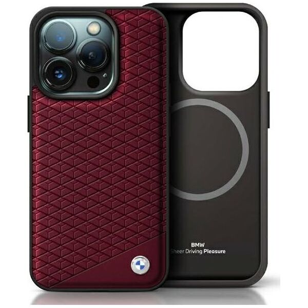 BMW BMW BMHMP16X23RDDR iPhone 16 Pro Max 6.9" czerwony/red hardcase Sign Leather Diamond Metal Logo MagSafe