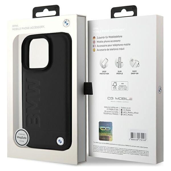 BMW BMW BMHMP16XSLLBK iPhone 16 Pro Max 6.9" czarny/black hardcase Leather Hot Stamp MagSafe