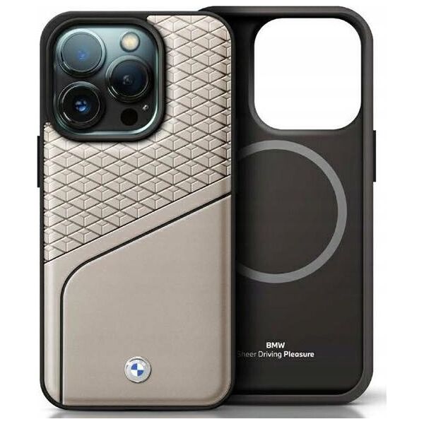 BMW BMW BMHMP16L23RDCLG iPhone 16 Pro 6.3" szary/grey hardcase Sign Leather Textured and Line MagSafe