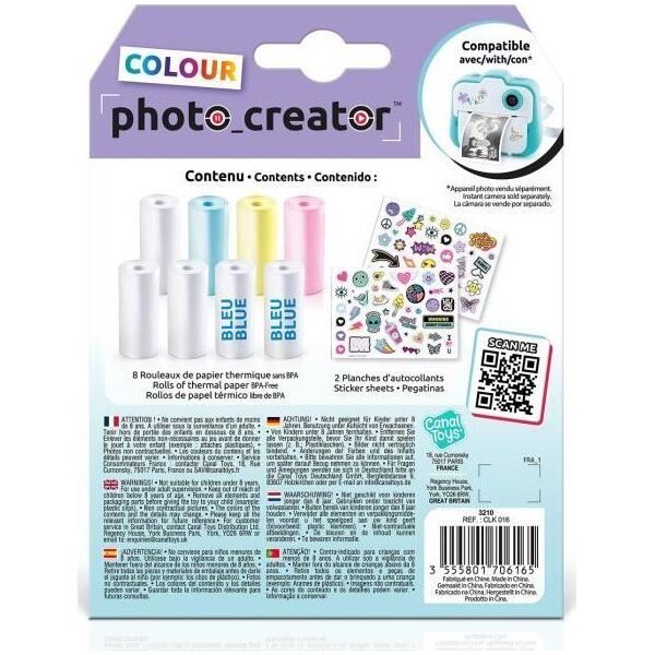 Canal Toys Photo Creator photo paper refill kit, additional colored paper rolls, 8 pcs