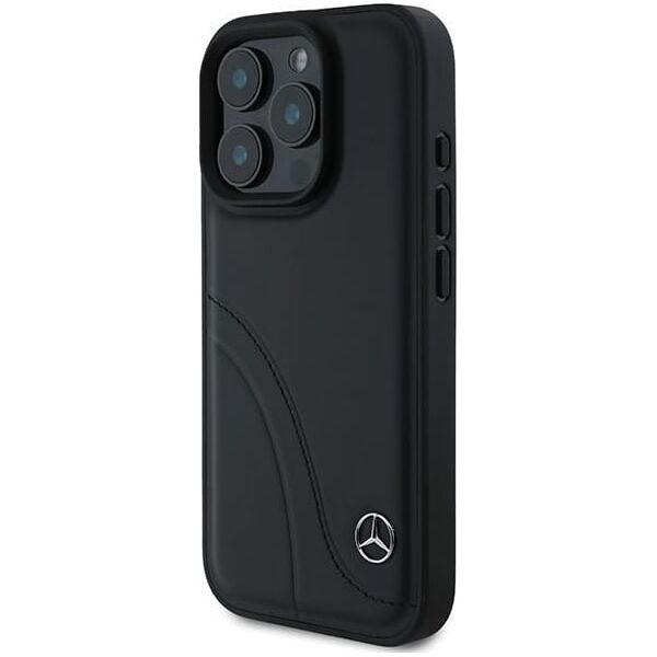 Mercedes Mercedes MEHCP16L23RBCSK iPhone 16 Pro 6.3" czarny/black hardcase MB Curved Stitches Leather