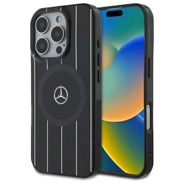 Mercedes Mercedes MEHMP16L23HRSK iPhone 16 Pro  6.3" czarny/black hardcase MB Double Layer Crossed Lines MagSafe