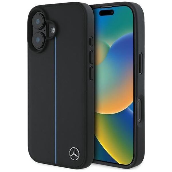 Mercedes Mercedes MEHMP16S23RURBK iPhone 16  6.1" czarny/black hardcase MB Blue Line Leather MagSafe