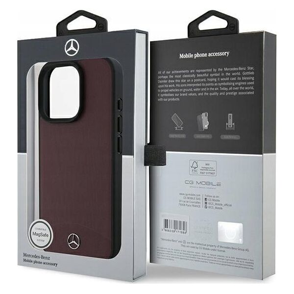 Mercedes Mercedes MEHMP16L23RBARR iPhone 16 Pro 6.3" czerwony/red hardcase Textured And Plain Leather MagSafe