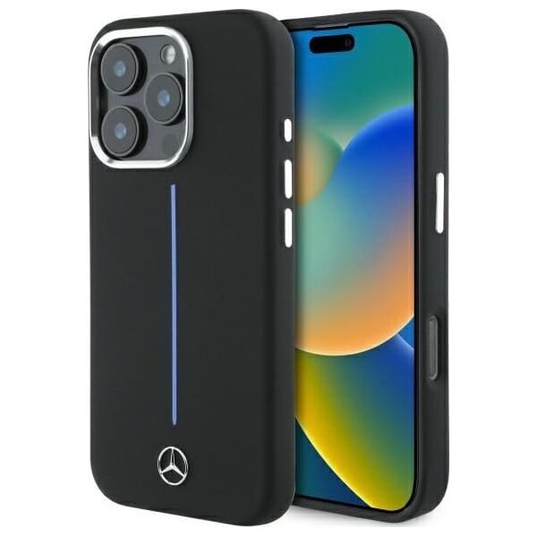 Mercedes Mercedes MEHMP16L23SUMBK iPhone 16 Pro 6.3" czarny/black hardcase Silicone Blue Stripe MagSafe