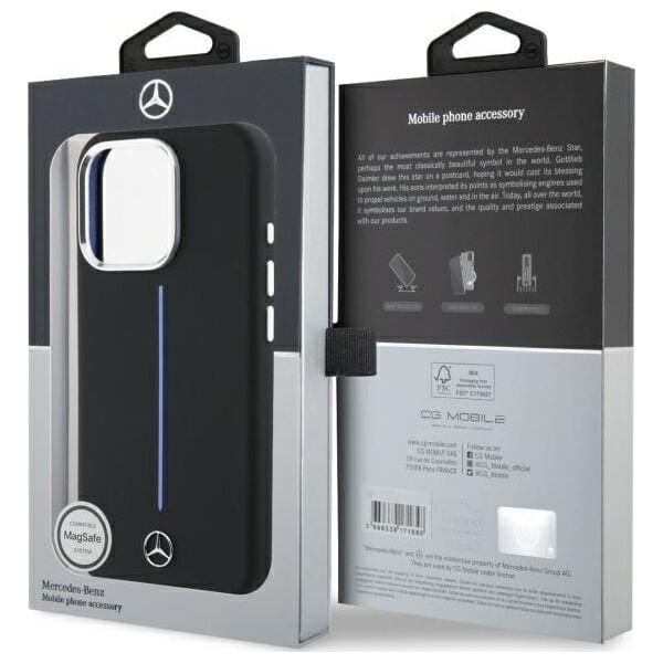 Mercedes Mercedes MEHMP16L23SUMBK iPhone 16 Pro 6.3" czarny/black hardcase Silicone Blue Stripe MagSafe