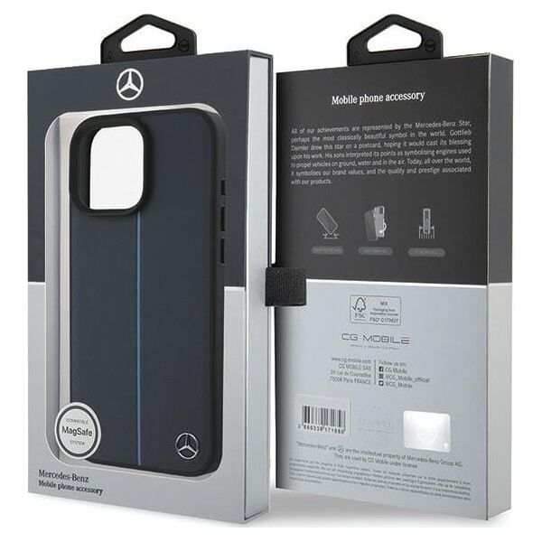 Mercedes Mercedes MEHMP16X23RURBV iPhone 16 Pro Max 6.9" granatowy/navy hardcase MB Blue Line Leather MagSafe