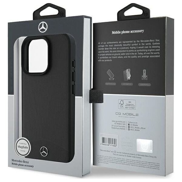Mercedes Mercedes MEHMP16X23RBARK iPhone 16 Pro Max 6.9" czarny/black hardcase Textured And Plain Leather MagSafe