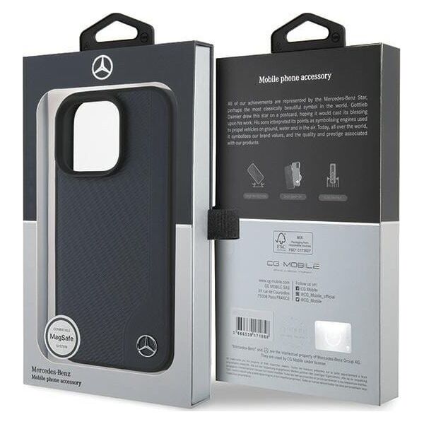 Mercedes Mercedes MEHMP16X23RBGVV iPhone 16 Pro Max 6.9" granatowy/navy hardcase MB Wood Imitation Leather MagSafe