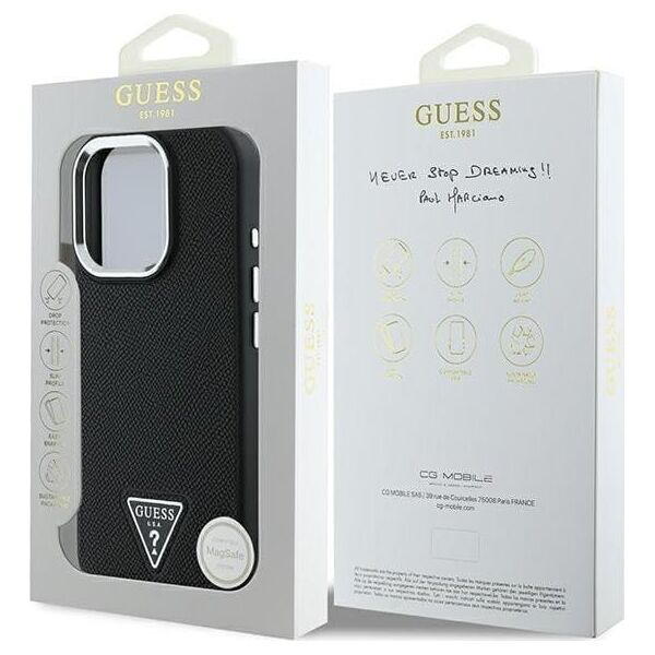 Guess Guess GUHMP16LPGTSPSK iPhone 16 Pro 6.3" czarny/black hardcase Grained Triangle MagSafe