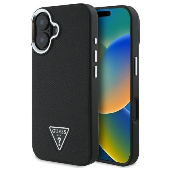 Guess Guess GUHMP16SPGTSPSK iPhone 16 6.1" czarny/black hardcase Grained Triangle MagSafe