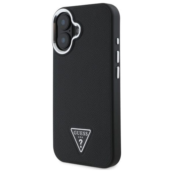 Guess Guess GUHMP16SPGTSPSK iPhone 16 6.1" czarny/black hardcase Grained Triangle MagSafe