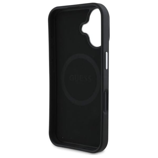 Guess Guess GUHMP16SPGTSPSK iPhone 16 6.1" czarny/black hardcase Grained Triangle MagSafe