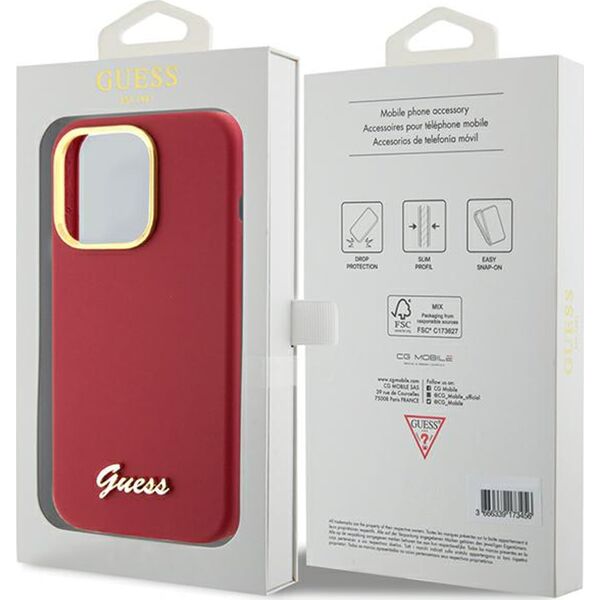 Guess Guess GUHCP16LSMBSLM iPhone 16 Pro 6.3" magenta hardcase Silicone Script Metal Logo