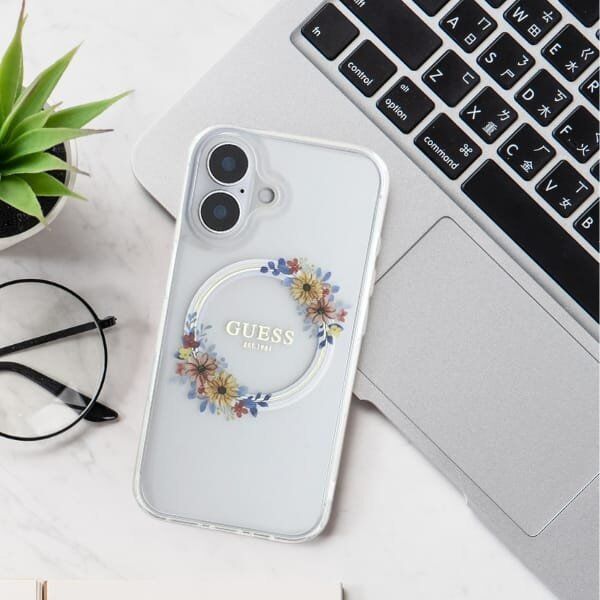 Guess Guess GUHMP16XHFWFCU iPhone 16 Pro Max 6.9" fioletowy/purple hardcase IML Flowers Wreath MagSafe