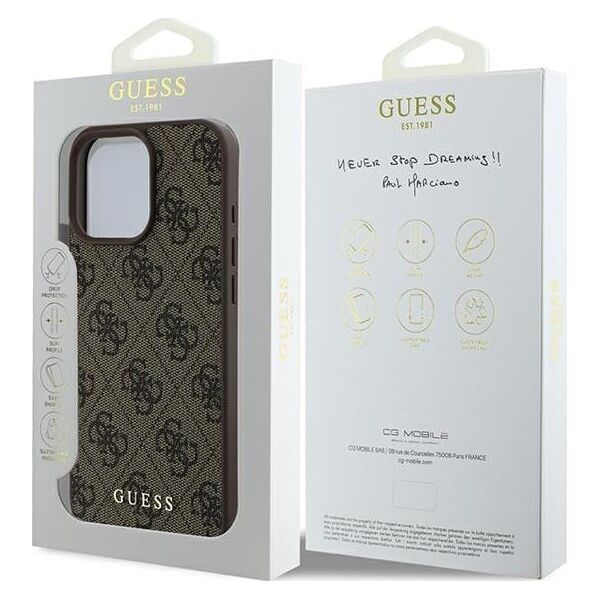 Guess Guess GUHCP16XG4GFBR iPhone 16 Pro Max 6.9" brązowy/brown hard case 4G Classic