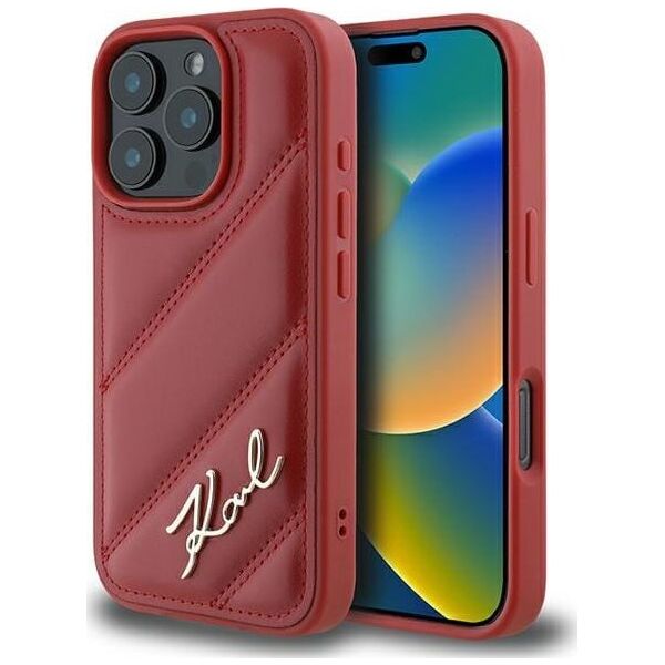Karl Lagerfeld Karl Lagerfeld KLHCP16LPQDSMGR iPhone 16 Pro 6.3" czerwony/red hardcase Quilted Signature
