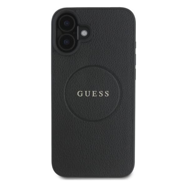 Guess Guess GUHMP16SPGHSMMK iPhone 16 6.1" czarny/black hardcase Grained Gold Ring MagSafe