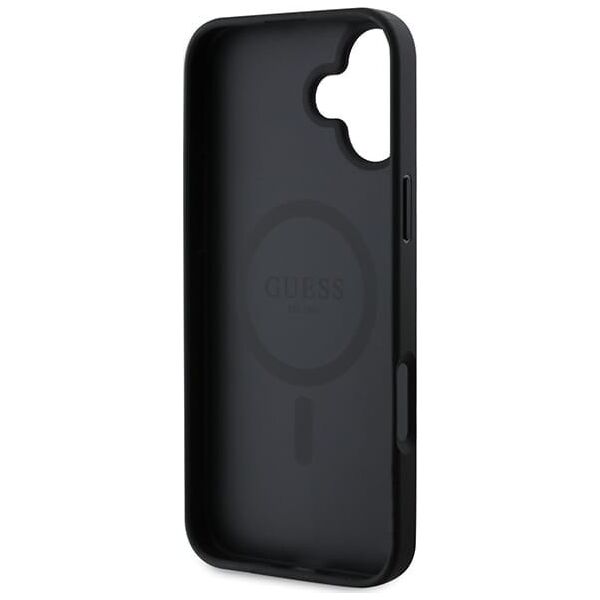 Guess Guess GUHMP16SPSAPSMEK iPhone 16 6.1" czarny/black hardcase Saffiano Peony Classic Logo MagSafe