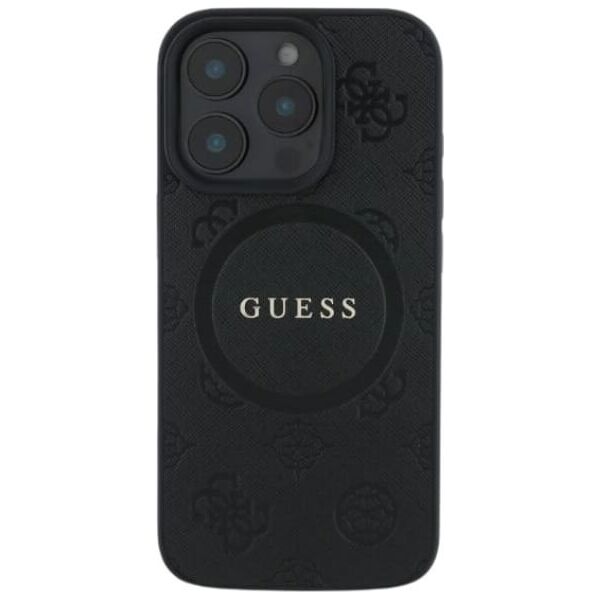 Guess Guess GUHMP16SPSAPSMEK iPhone 16 6.1" czarny/black hardcase Saffiano Peony Classic Logo MagSafe