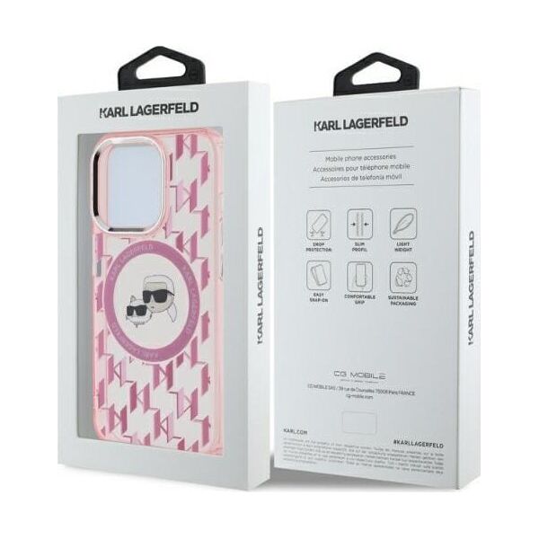Karl Lagerfeld Karl Lagerfeld KLHMP15LHMCKMHP iPhone 15 Pro 6.1" różowy/pink IML Monogram Karl&Choupette Head MagSafe