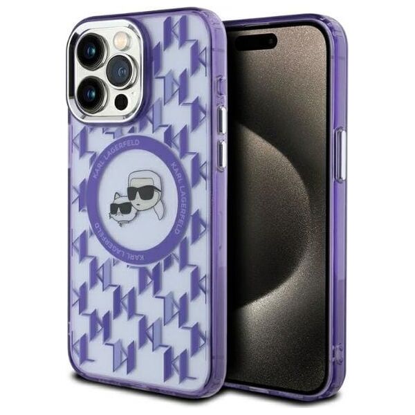 Karl Lagerfeld Karl Lagerfeld KLHMP15LHMCKMHU iPhone 15 Pro 6.1" fioletowy/purple IML Monogram Karl&Choupette Head MagSafe