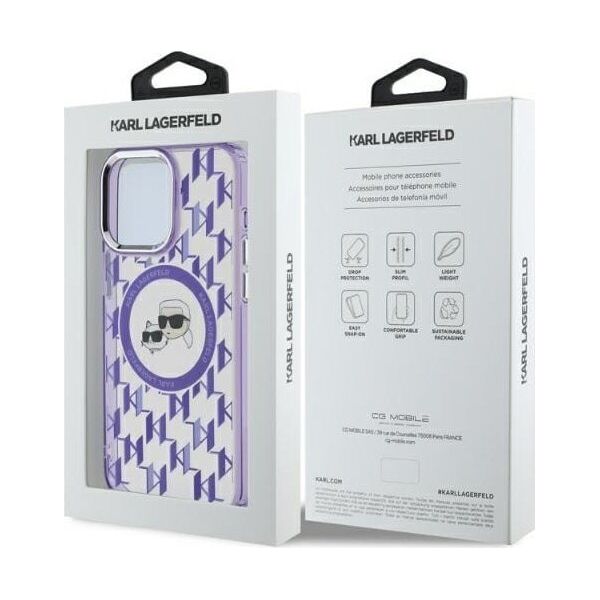 Karl Lagerfeld Karl Lagerfeld KLHMP15LHMCKMHU iPhone 15 Pro 6.1" fioletowy/purple IML Monogram Karl&Choupette Head MagSafe