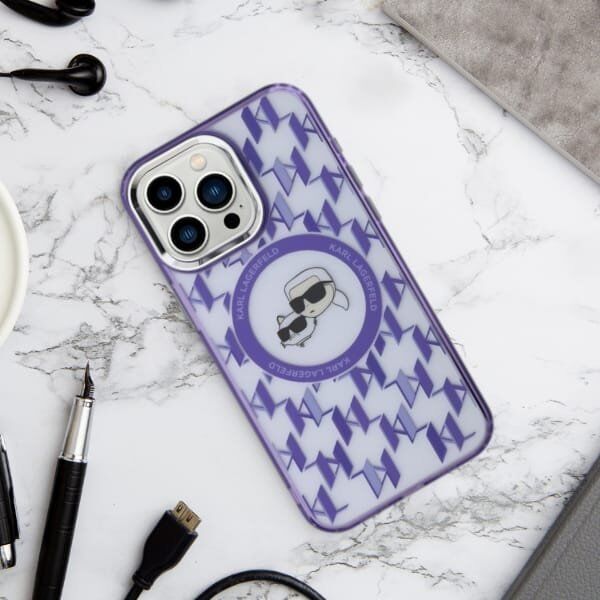 Karl Lagerfeld Karl Lagerfeld KLHMP15SHMCKMHU iPhone 15 6.1" fioletowy/purple IML Monogram Karl&Choupette Head MagSafe