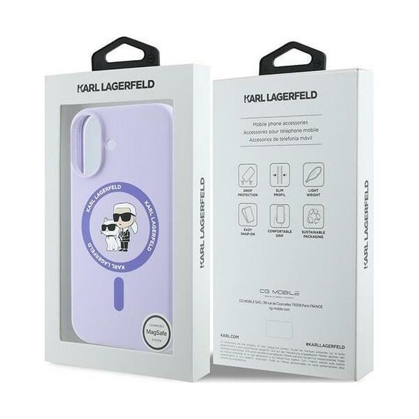 Karl Lagerfeld Karl Lagerfeld KLHMP16SSCMKCRHU iPhone 16 6.1" fioletowy/purple hardcase Silicone Karl&Choupette Ring MagSafe