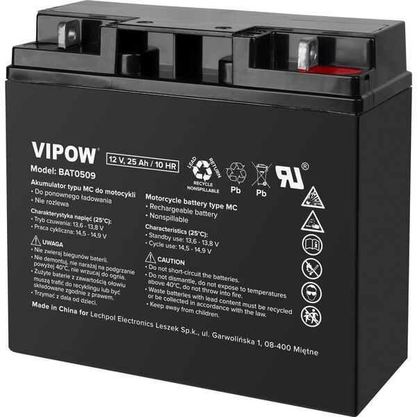 Vipow Akumulator VIPOW typu MC do motocykli 12V 25Ah