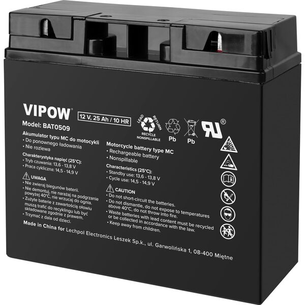 Vipow Akumulator VIPOW typu MC do motocykli 12V 25Ah