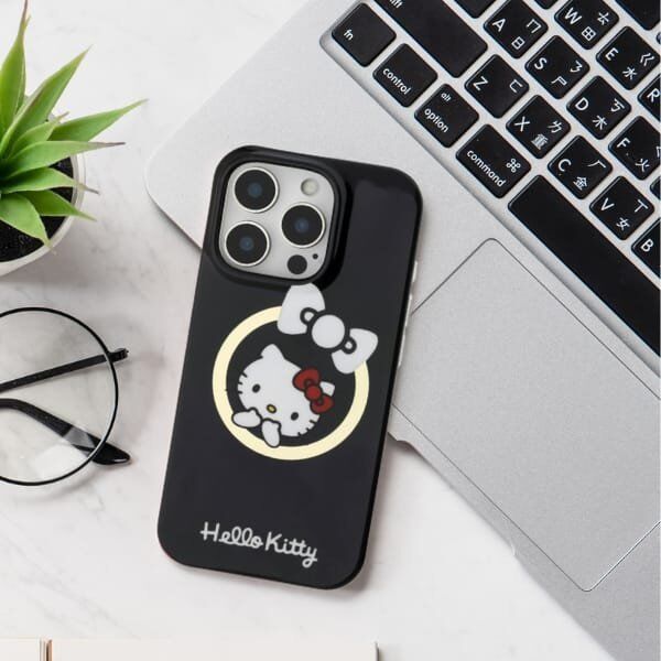 Hello Kitty Hello Kitty HKHMP16SHFLBK iPhone 16 6.1" black/black hardcase IML Fun bow Magsafe