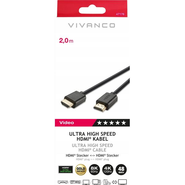 Kabel Vivanco Vivanco cable HDMI - HDMI 2.1 2m (47176)