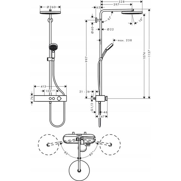Zestaw prysznicowy Hansgrohe Shower set Hansgrohe Pulsify chrome 24220000