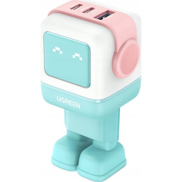 Ładowarka Ugreen Ładowarka sieciowa Ugreen Nexode RG (Robot GaN), 2x USB-C + USB, 65W (różowo - niebieska)