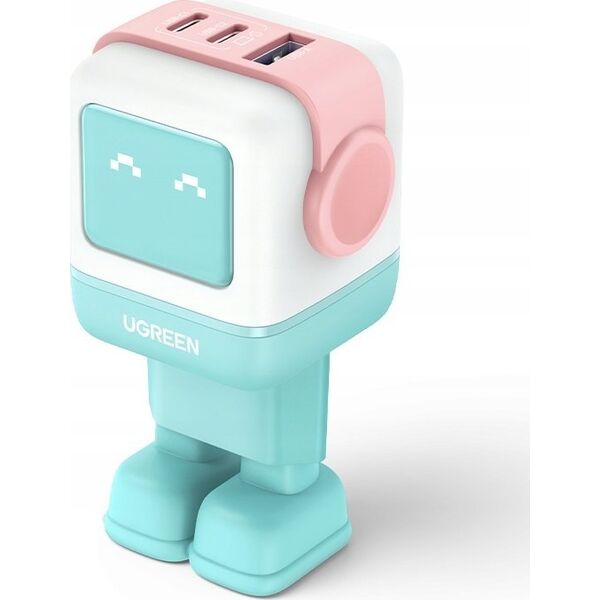 Ładowarka Ugreen Ładowarka sieciowa Ugreen Nexode RG (Robot GaN), 2x USB-C + USB, 65W (różowo - niebieska)
