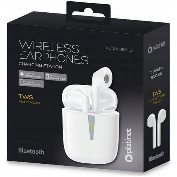 Słuchawki Platinet Platinet wireless earbuds Thunderbold, white (PM1010W)