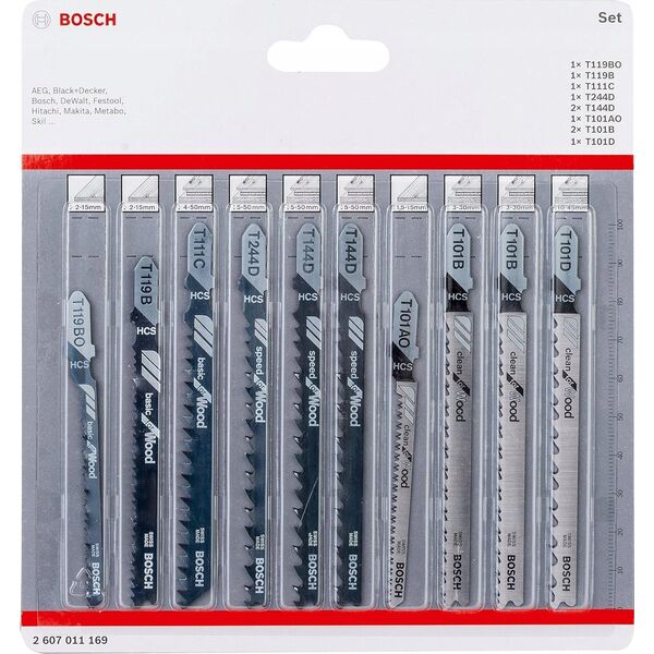 Bosch Set of jigsaw blades BOSCH, for wood, 10 pcs.