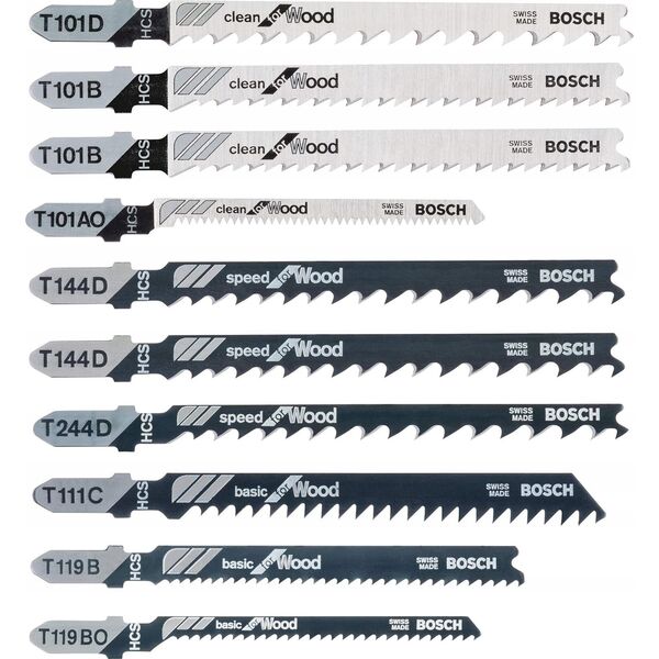 Bosch Set of jigsaw blades BOSCH, for wood, 10 pcs.