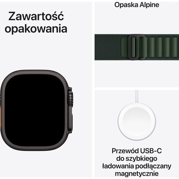 Smartwatch Apple Watch Ultra 2 GPS + Cellular 49mm Black Titanium Case Alpine Loop Small Zielony (MX4Q3)