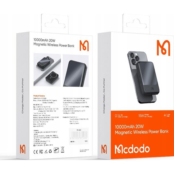 Powerbank Mcdodo Power Bank Magnetyczny Mcdodo MC-4261 10000mAh, 20W (czarny)