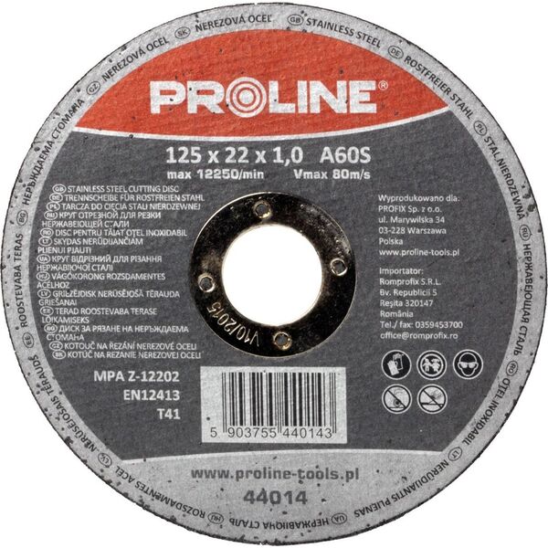 Pro-Line TARCZE DO CIĘCIA STALI KWAS.T41,125X1.2X22A60S PROLINE 10SZT