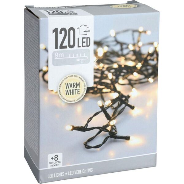 Lampki choinkowe Koopman Lampki choinkowe łańcuch świetlny 120 led timer ciepły biały