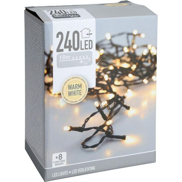 Lampki choinkowe Koopman Lampki choinkowe łańcuch świetlny 240 LED timer ciepły biały