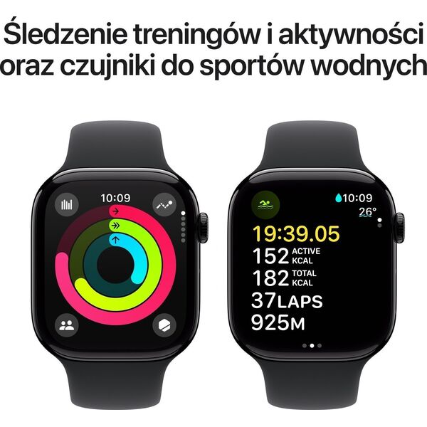 Smartwatch Apple Watch 10 GPS + Cellular 46mm Jet Black Alu  S/M Czarny  (MWY33QF/A)