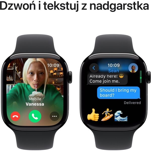 Smartwatch Apple Watch 10 GPS + Cellular 46mm Jet Black Alu  S/M Czarny  (MWY33QF/A)