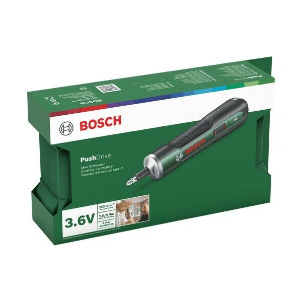 Bosch Bosch PushDrive, Power screwdriver, Straight handle, Green, 360 RPM, 2.5 N·m, 5 N·m