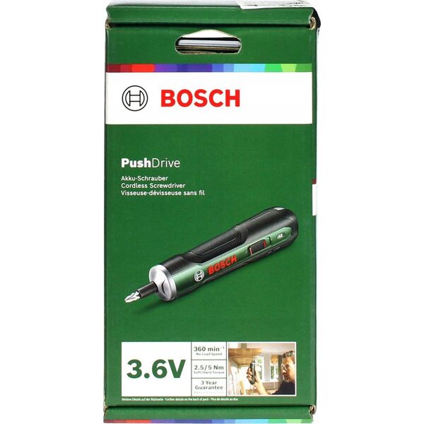 Bosch Bosch PushDrive, Power screwdriver, Straight handle, Green, 360 RPM, 2.5 N·m, 5 N·m