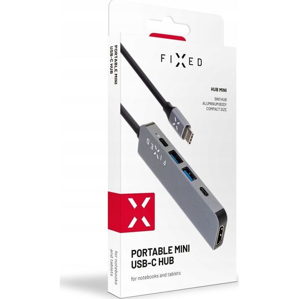 HUB USB Fixed Fixed | 5-port USB-C HUB Mini for laptops and tablets | FIXHU-MN-GR | Gray